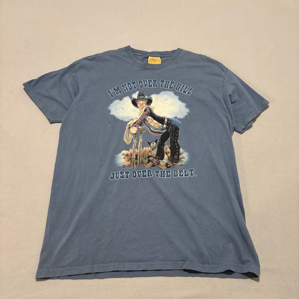 The Mountain T Shirts Size 2XL XXL Blue Funny Cowboy Graphic Y2K‎ Western